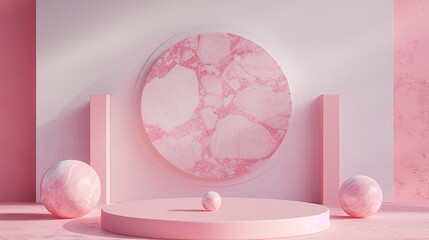 Wall Mural - pink elegant abstract background mockup scene geometry shape podium