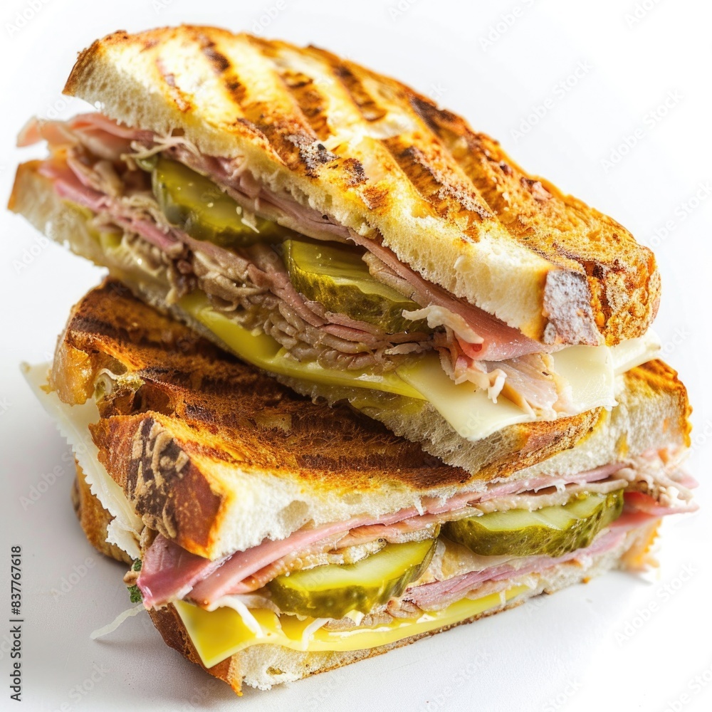 Cubano sandwich with roasted pork, ham, Swiss cheese, pickles, and ...