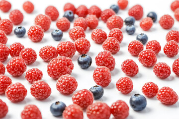 Sticker - Close-up of Fresh Raspberries and Blueberries