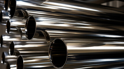 Sticker - Shiny Metal Pipes in Industrial Setting