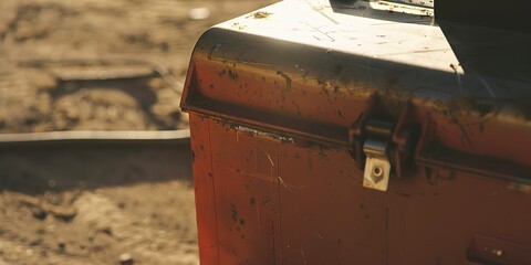 Poster - Ground crew toolbox, sharp focus, close-up, clear afternoon light, no people -