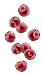 Wall Mural - falling cherry isolated on white background, full depth of field