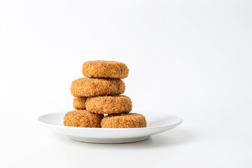 Poster - Close-up of Coconut Cookies on White Plate