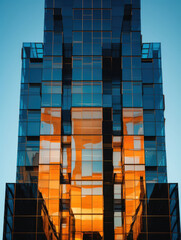 Canvas Print - Modern Glass Building Bathed in Sunset Glow