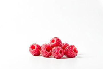 Sticker - Fresh Red Raspberries Isolated on White Background