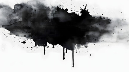 watercolor texture element on background black ink