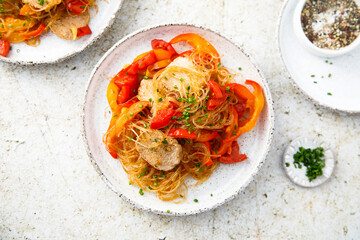 Poster - Noodles with pork and vegetables