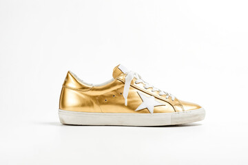 Wall Mural - Golden Sneaker with White Star Detail