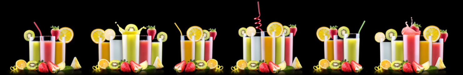 Wall Mural - tasty summer fruits with juice in glass