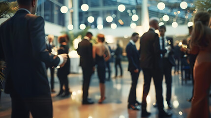 Wall Mural - Blurred shot of business people at party in office center