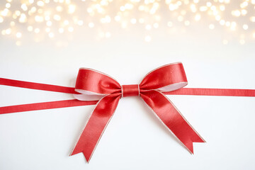 Canvas Print - Red Bow with Bokeh Lights