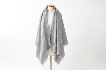 Sticker - Gray and White Striped Scarf on Mannequin