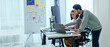 © weedezign - asian and Indian Developer team discussion feedback analysis coding data with software computer at office