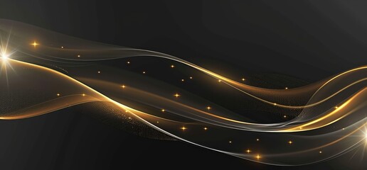 Poster - Golden Wave on Elegant Black Abstract Background