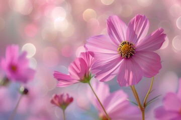 Wall Mural - Blooming pink field flowers