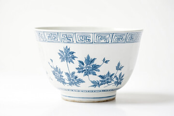 Poster - Blue and White Porcelain Bowl with Floral Design