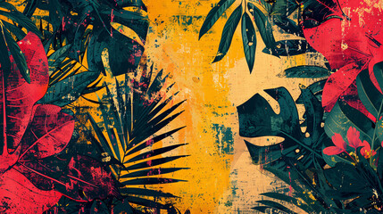 Sticker - Decorative jungle motifs in a traditional and vintage textile design