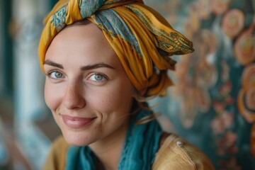 Wall Mural - Smiling woman in turban