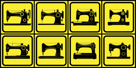 set industrial sewing machine icon logo design vector illustration