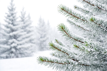 Canvas Print - Snow-Covered Pine Branch in a Winter Wonderland