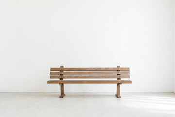 Poster - Simple Wooden Bench Against White Wall