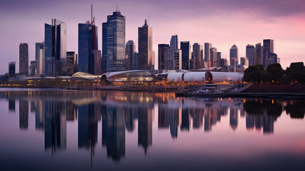 Poster - Stunning Evening City Skyline Reflection