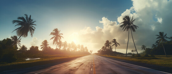 Canvas Print - Scenic Tropical Road at Sunset