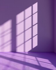 Poster - 3D rendering of an empty room with purple wall and floor sunlight from window background for product presentattion