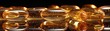 © Sunshine - Close-Up of Golden Fish Oil Capsules on Reflective Surface with Black Background - Health and Wellness Supplement
