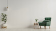 © Prasanth - Living room style minimal with green armchair on empty white wall background- 3D rendering