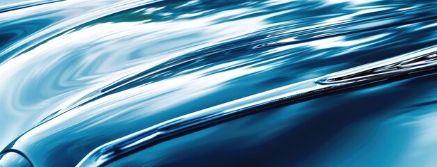 Wall Mural - Abstract Blue Waves on Shiny Surface