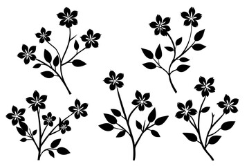 Wall Mural - floral branch silhouette vector illustration