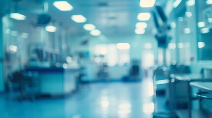 Wall Mural - blurred hospital room background. abstract blur of clean hospital room with medical equipment, creat