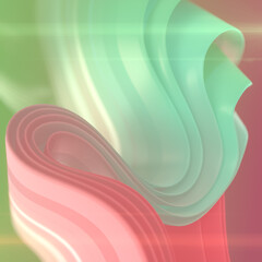 Aufkleber - Smooth wave of colored fabric stripes with trendy gradient. 3d rendering background. Digital illustration