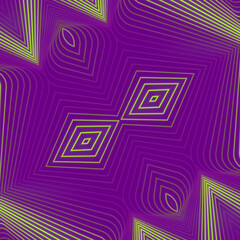 Fototapete - 3d rendering digital illustration with light green waves on purple pattern