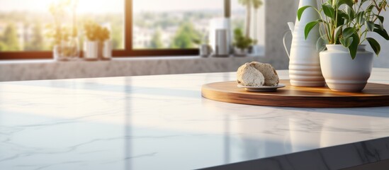 Wall Mural - White marble texture table top