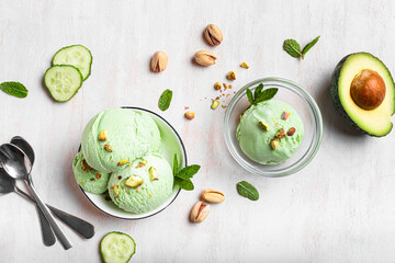 Wall Mural - Green vegetable avocado ice cream