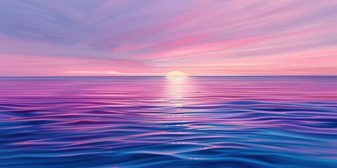 Wall Mural - Beautiful ocean with a pink and blue sky background