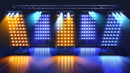 lighting array made of leds on dark background to demonstrate technology concepts