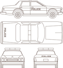 Wall Mural - Vector illustration sketch of detailed design drawing of small family sedan car transportation vehicle for roads in big city 