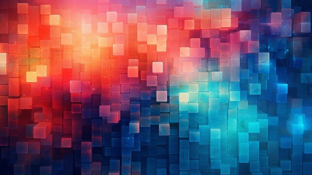 Vibrant Colors in Retro Pixelated Abstract Background