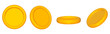 © Анжелика Полтавец - Game coin 3d set isolated. Gold money token flip. Cartoon game coin render. Vector illustration