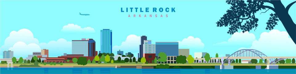 Wall Mural - Little Rock city panoramic skyline vector image