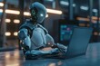 © Lucija - futuristic efficiency advanced android utilizes sleek laptop blank space ai technology concept