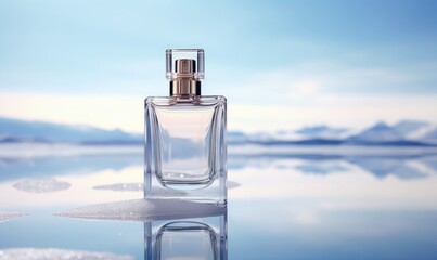 Fresh scented perfume bottle mockup