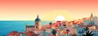 © Pihta - Retro illustration with Portugal town landscape