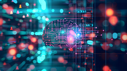 Wall Mural - an infographic showing the process of machine learning, machine learning, blurred background, with c