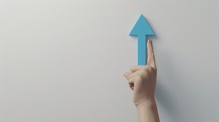 The concept of growth and direction is illustrated in this cartoon hand with an up arrow