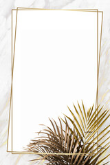 Wall Mural - Palm leaves with a gold frame design element