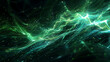 © Art_spiral - abstract green energy waves with glowing particles on a dark background